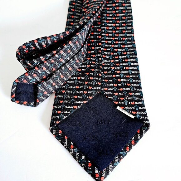 Jonathan Rogers Hand Made Silk Tie With "Jesus Loves‎ Me" Print~T172.3 - Picture 3 of 5
